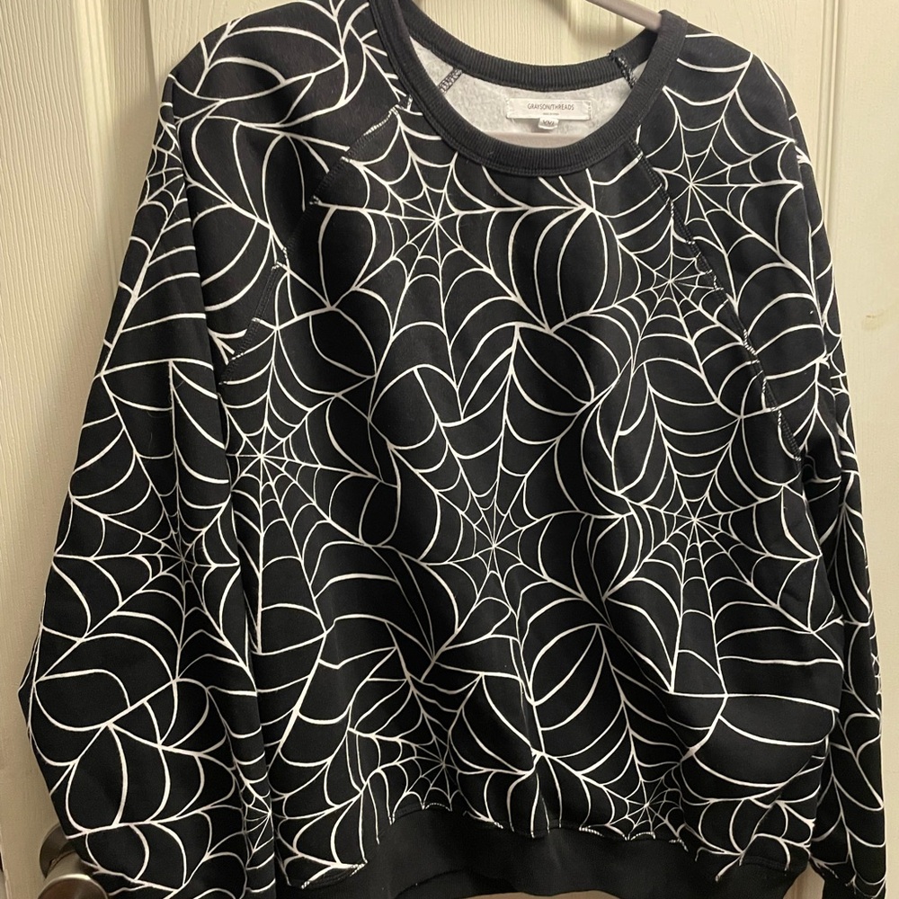 Grayson Threads Black and White Spiderweb Sweater